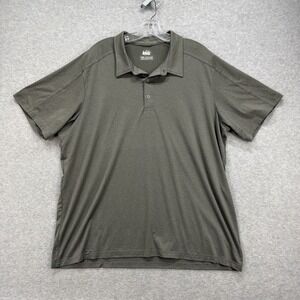 REI Co-Op Polo Shirt Mens XL Grey Short Sleeve Wicking Performance Tech Active